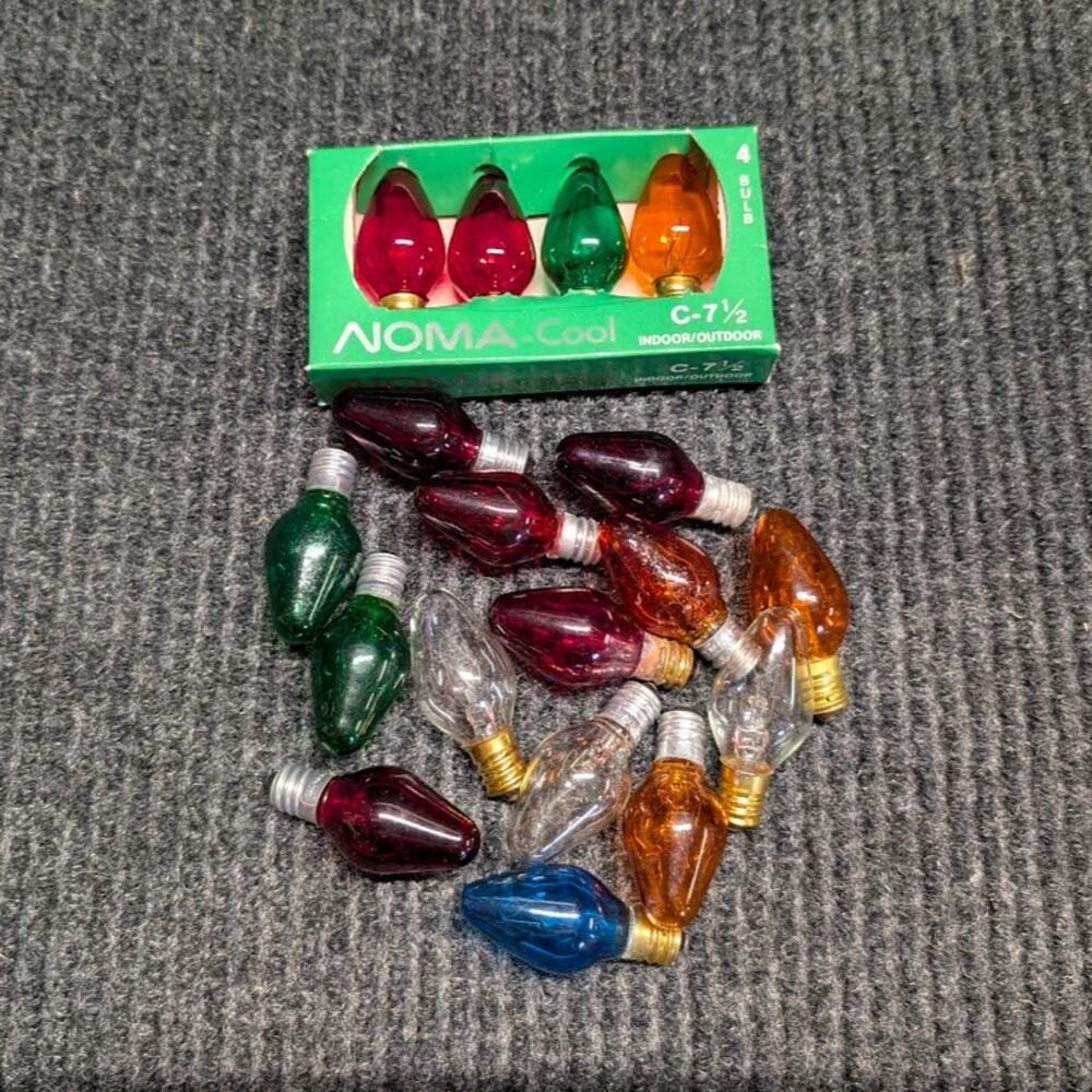 VTG C7 Bulb Translucent Assortment Multicolor GE/Noma 1970s Christmas Decor